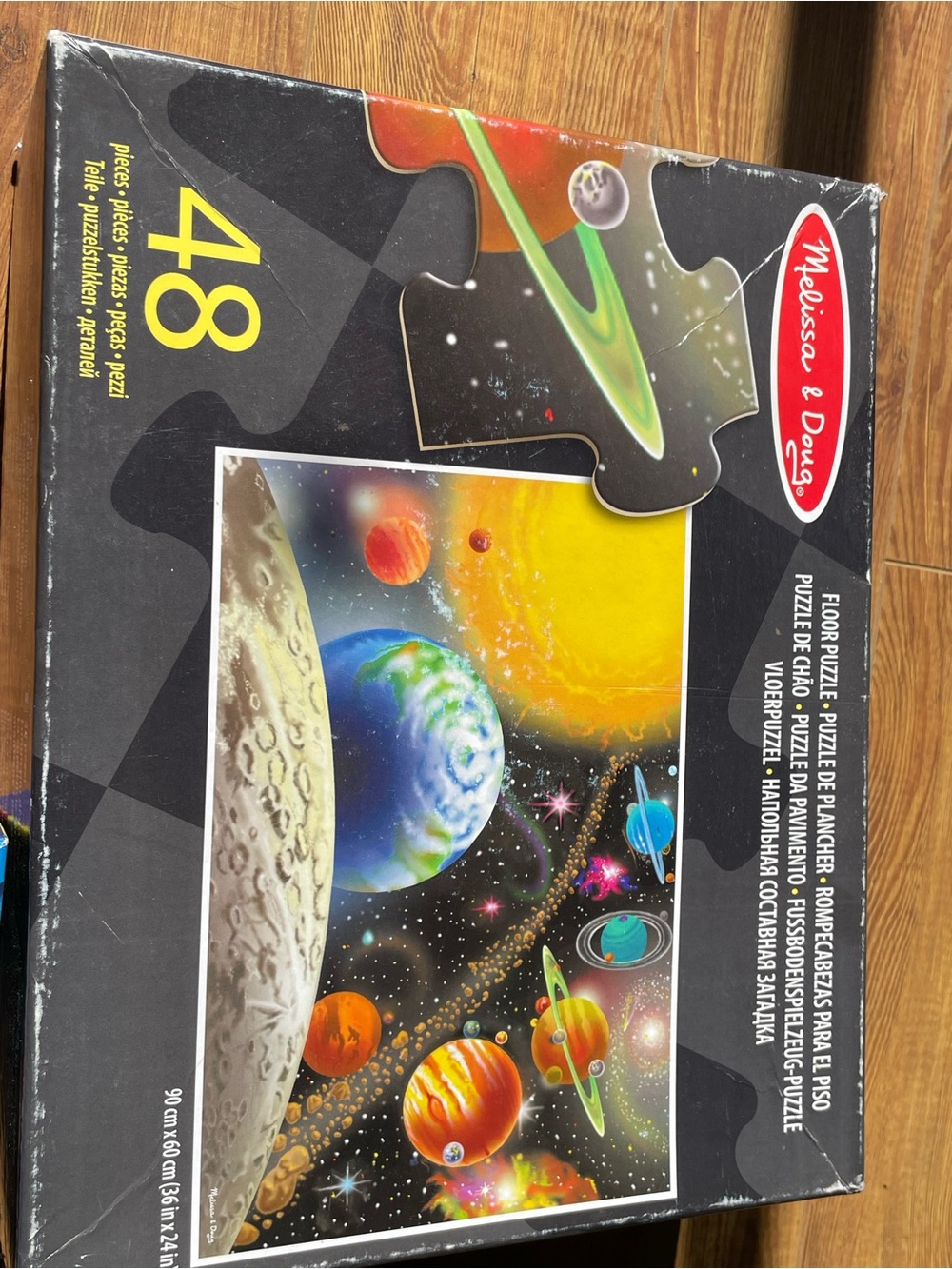 Melissa & Doug Puzzle - Bright Blue Yellow Orange Green Space Scene